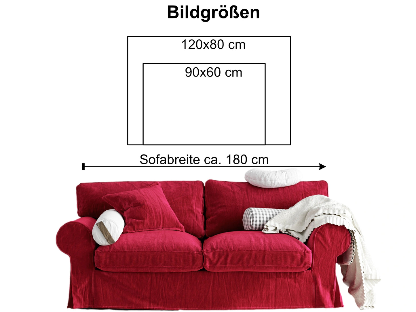 Angebotene Bildgrößen der Wandbilder