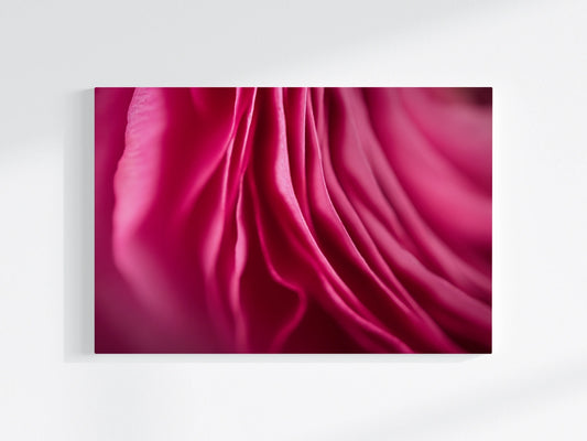 Blumen-Wandbild Vorhang Royal, makrofotografische Detailaufnahme einer Blumenblüte in vor allem Farbe pink